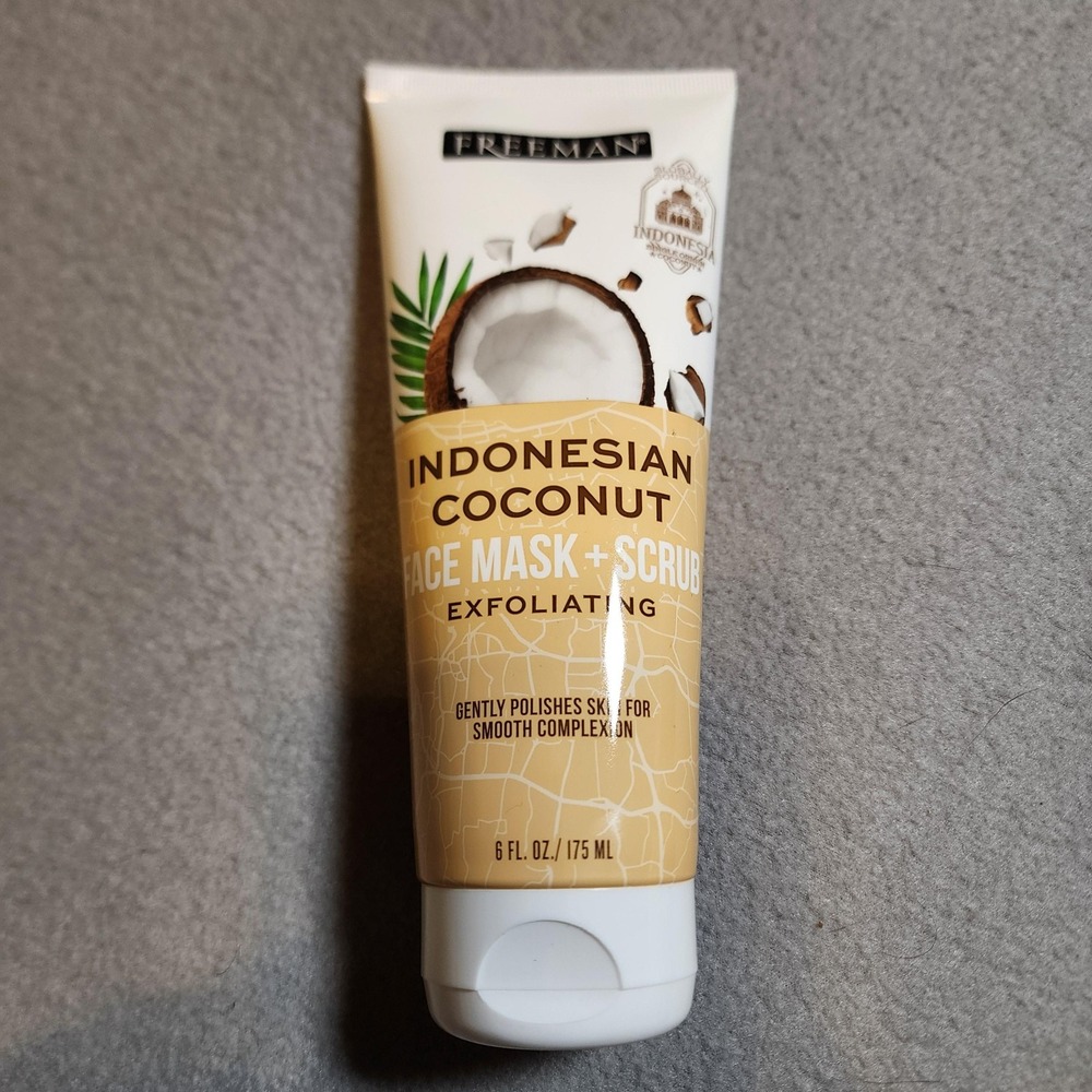 Freeman Indonesian Coconut Face Mask + Scrub 6 fl‎ oz Exfoliating Polishes Skin